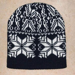 Brand new Knit Black And White Winter Hat Toboggan. 18 Inch Diameter And 10 Inch